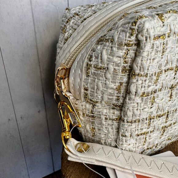 Tweed Pouch with Removable Wristlet Strap Neutral Bag NEW FAST SHIP - Picture 5 of 8